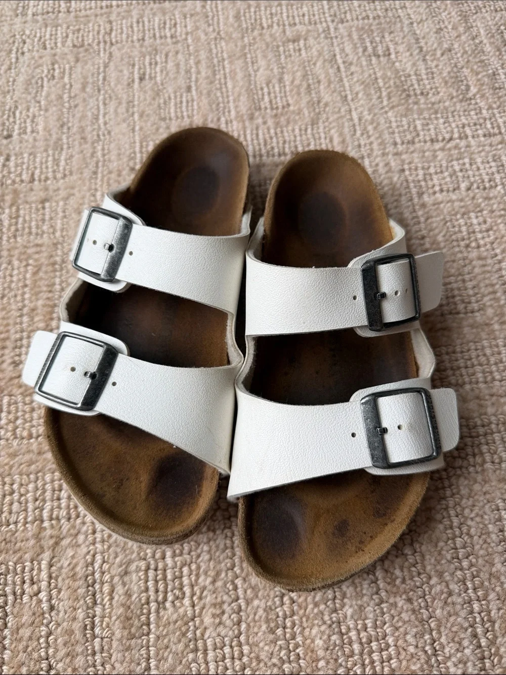 Birkenstock Arizona Girls White Double Strap Buckle Sandals
